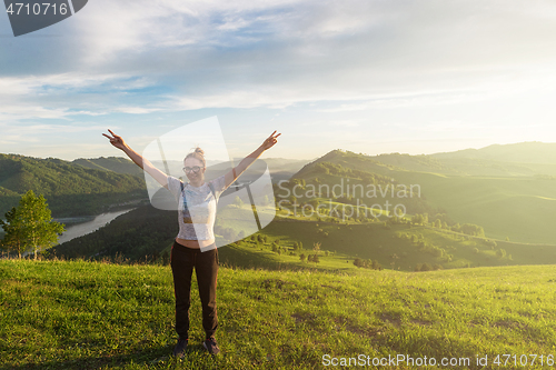 Image of Woman in Altai mountain