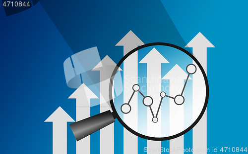 Image of Magnifying glass with stock market graph