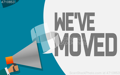 Image of Megaphone with We ve moved speech bubble