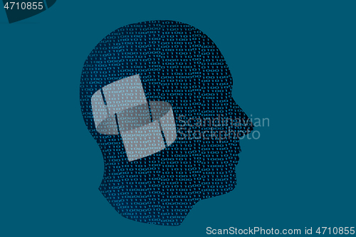 Image of Human head withones and zeros binary digital code