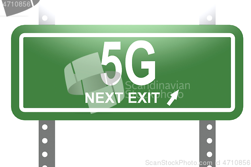 Image of 5G word with green sign board isolated 