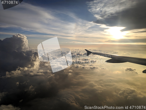 Image of Airplane wing view out of the window