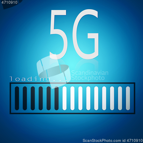 Image of 5G word with blue loading bar 