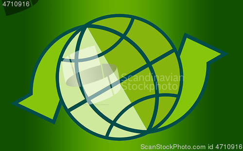 Image of Green globe and arrow aside