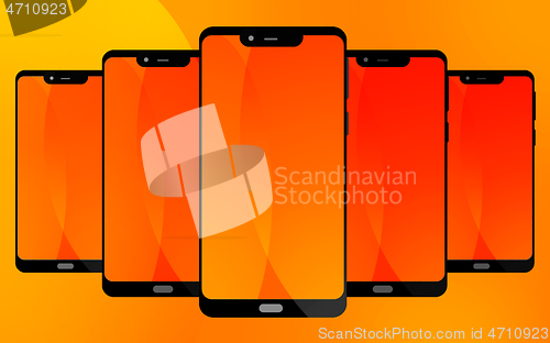 Image of Smart phone with orange screen