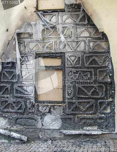 Image of burnt house detail