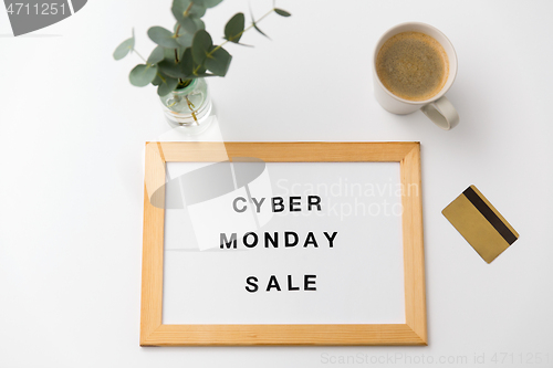 Image of board with cyber monday sale words and credit card