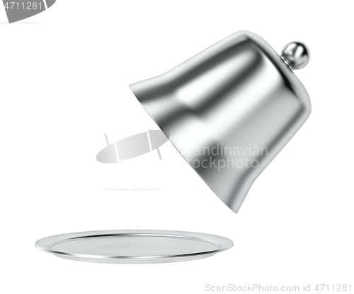 Image of Silver cloche on white background
