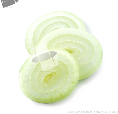 Image of fresh raw peeled onion slices