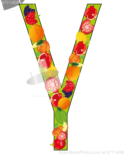 Image of Decorative letter Y fruit on white background is insulated