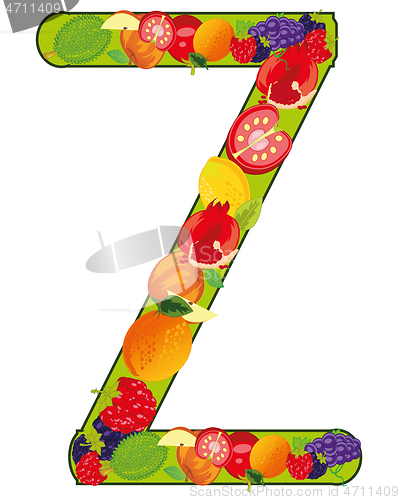 Image of Decorative letter Z fruit on white background is insulated