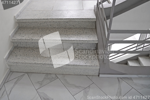 Image of Detail of stairwell in shades of gray