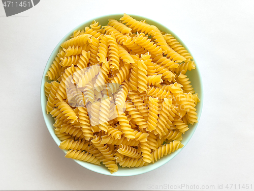 Image of Raw pasta in bowl