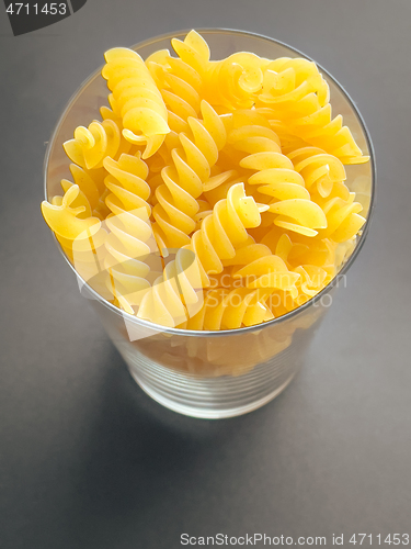 Image of Raw pasta in glass