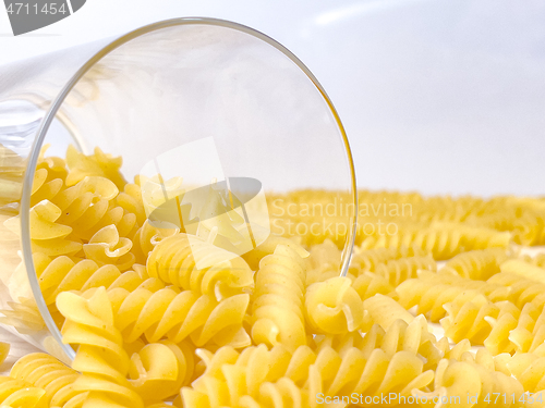 Image of Raw pasta in glass