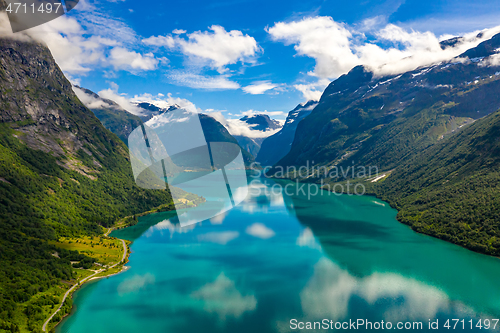 Image of lovatnet lake Beautiful Nature Norway.