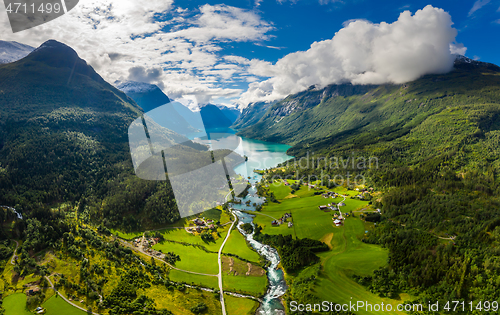 Image of Beautiful Nature Norway natural landscape. lovatnet lake Lodal v