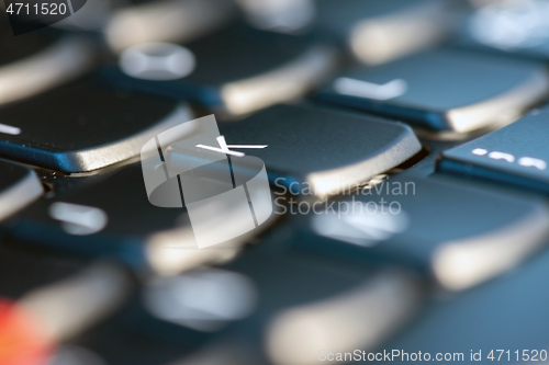 Image of Macro shot of black keyboard focus on K key