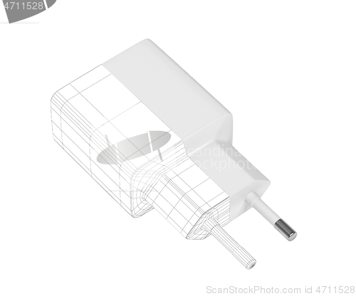 Image of 3D wire-frame model of smartphone charger