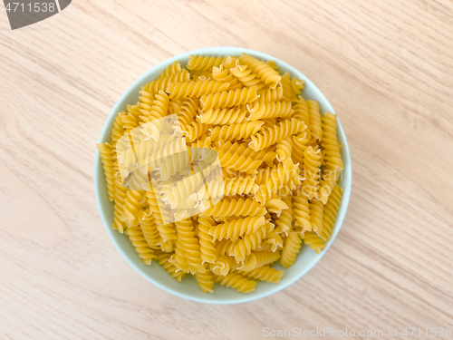 Image of Raw pasta in bowl