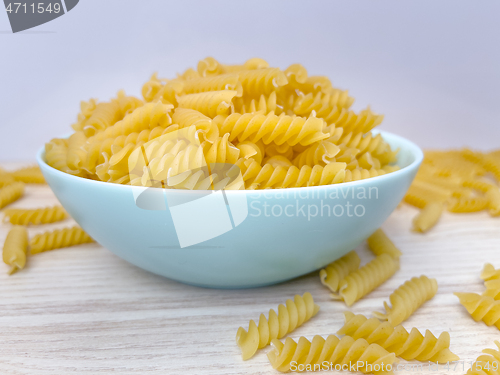 Image of Raw pasta in bowl