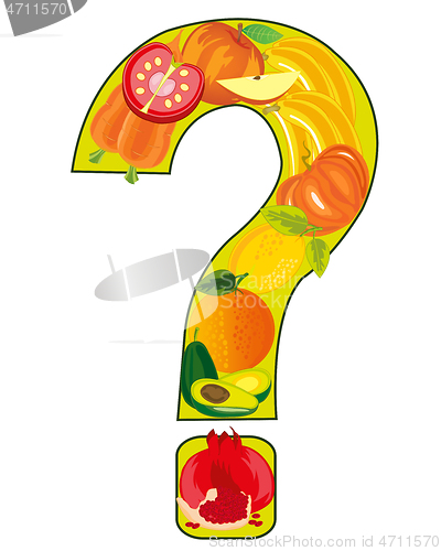 Image of Decorative sign question from fruit and vegetables