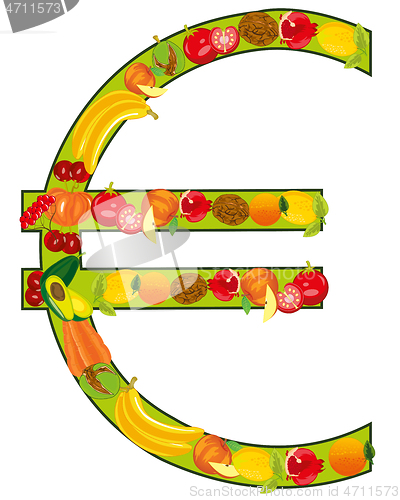 Image of Decorative sign euro from fruit and vegetables