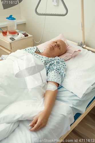 Image of woman patient with cancer in hospital