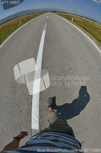 Image of pov view of man walking