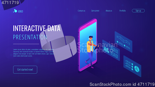 Image of Data insight isometric 3D landing page.