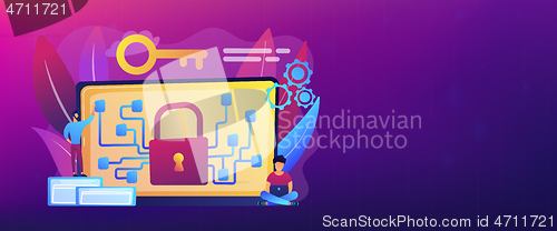 Image of Cryptography and encryption concept banner header.