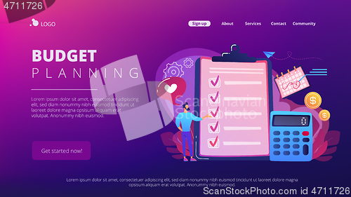 Image of Budget planning concept landing page.