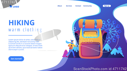 Image of Winter hiking concept landing page.