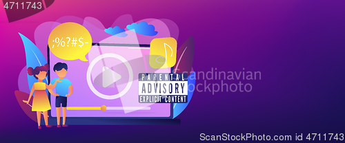 Image of Parental advisory music concept banner header.