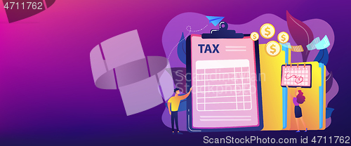 Image of Tax form concept banner header.