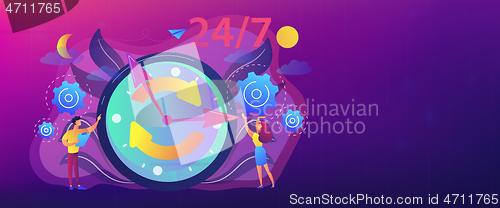 Image of 24/7 service concept banner header.