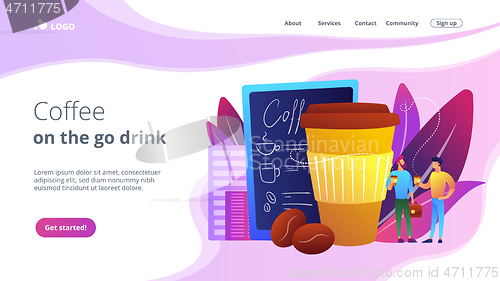 Image of Take away coffee concept landing page.