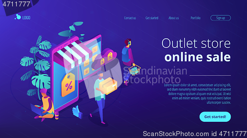 Image of Online discount store concept Isometric 3D landing page.