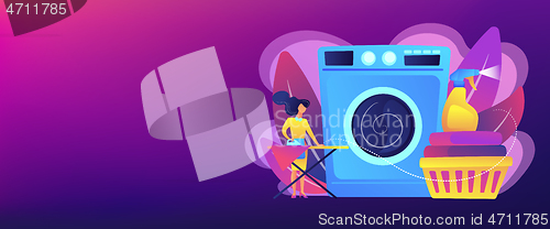 Image of Dry cleaning and laundering concept banner header.