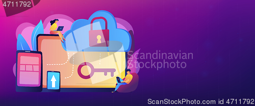 Image of Cloud computing security concept banner header.
