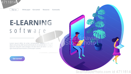 Image of Online education isometric 3D landing page.