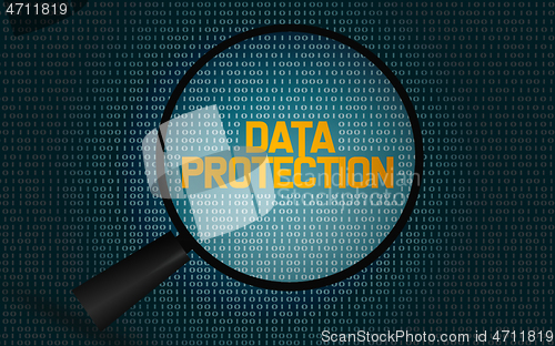Image of Data protection word with magnifying glass