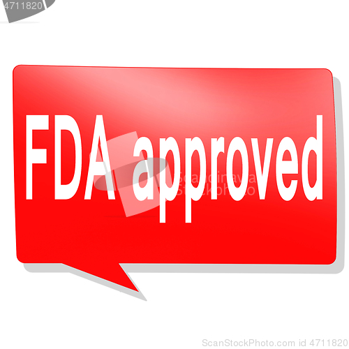 Image of FDA Approved word on red speech bubble