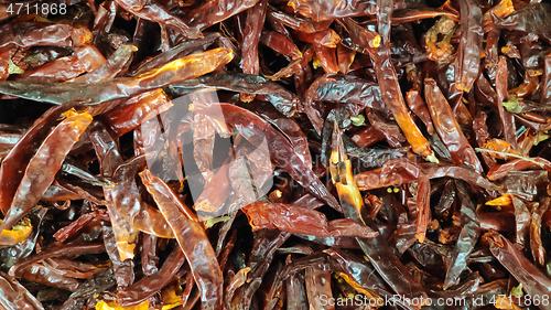 Image of Dried red chilli heap