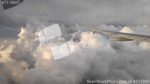 Image of Airplane wing view out of the window