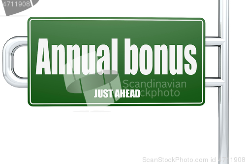 Image of Annual bonus word on green road sign