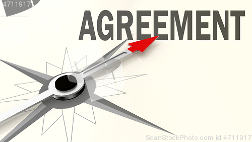 Image of Agreement word on compass with red arrow