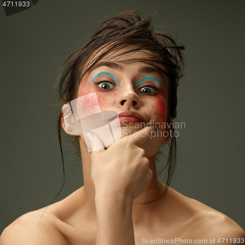 Image of Beautiful female face with perfect skin and bright make up