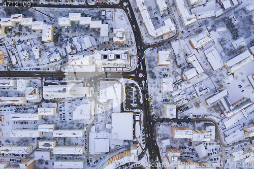 Image of Above view of traffic in winter