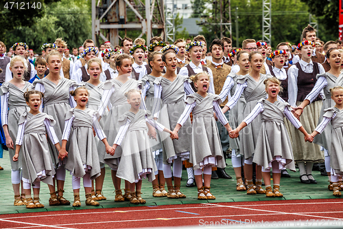 Image of Dancers at Grand Folk dance concert of Latvian Youth Song and Dance Festival